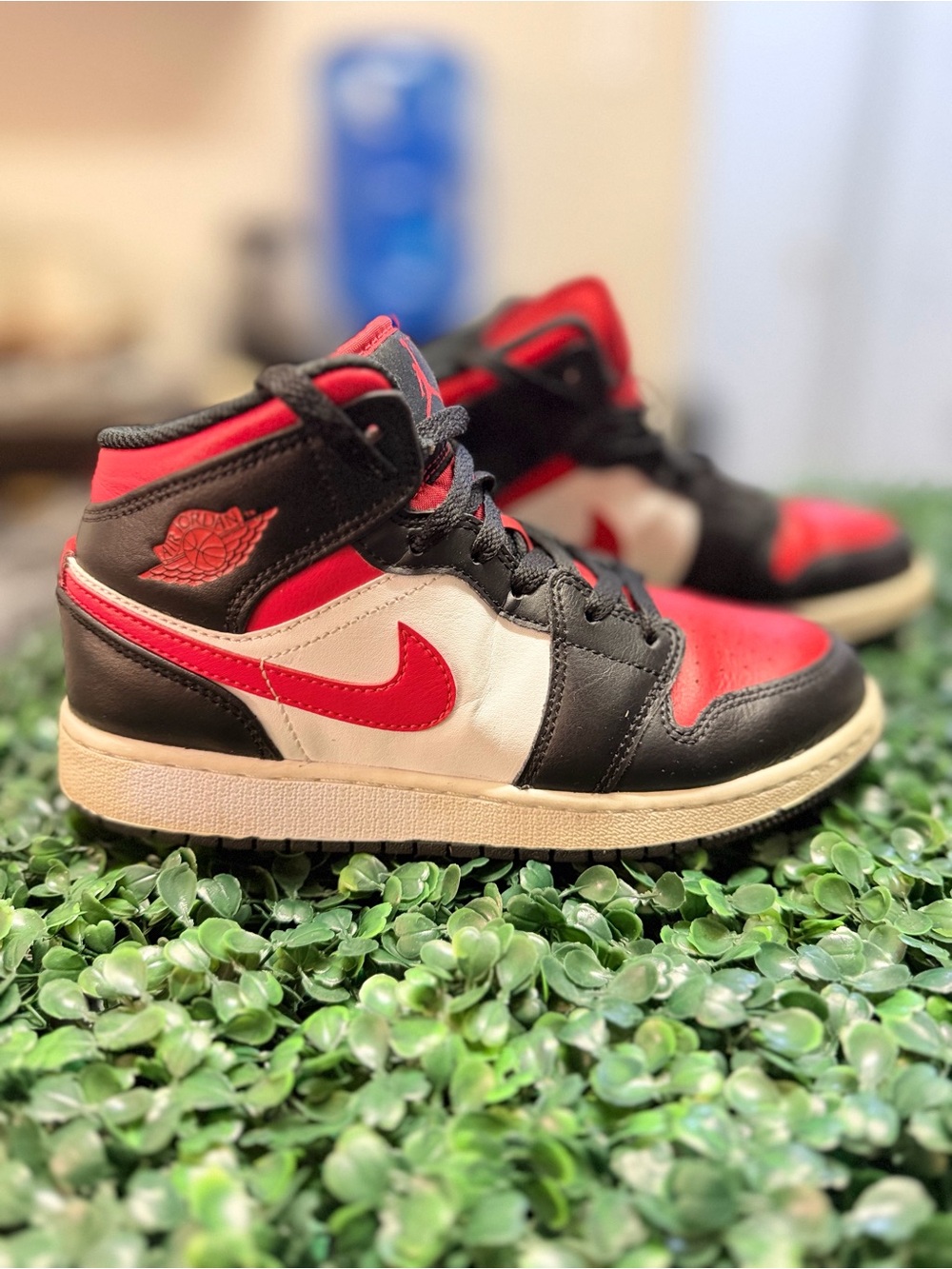 Jordan Kids' Black/Red/White Mid-Top Sneakers